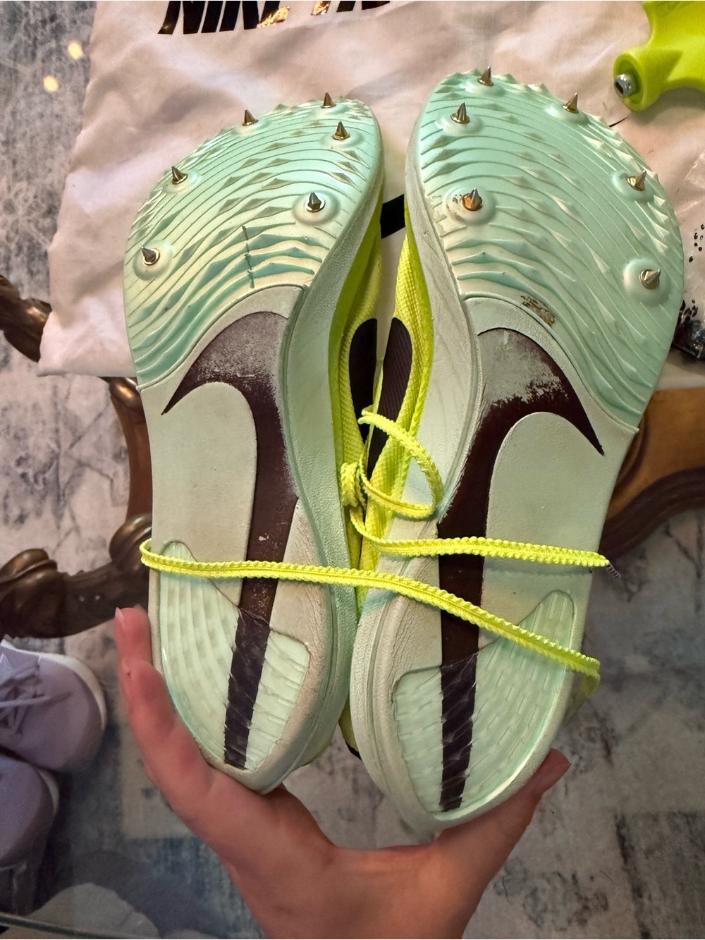 Nike ZoomX Dragonfly ‘Volt Mint Foam’ Track & Field Spikes Black Swoosh Sz 11 - Picture 10 of 15